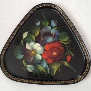 Vintage Hand Painted Metal Collectible Tray